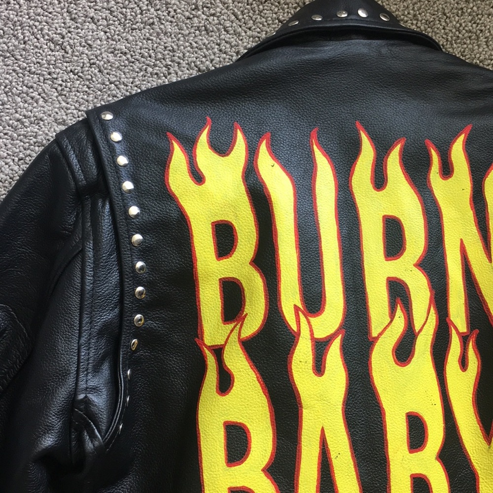 RARE 🔥 burn baby leather custom painted jacket - Picture 5 of 8